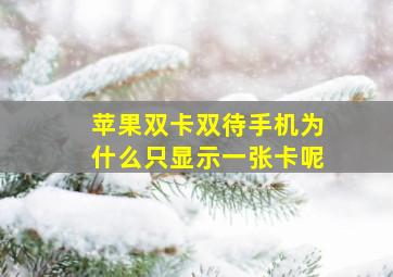 苹果双卡双待手机为什么只显示一张卡呢