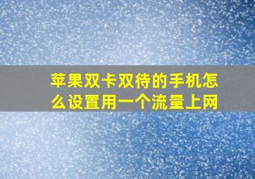 苹果双卡双待的手机怎么设置用一个流量上网