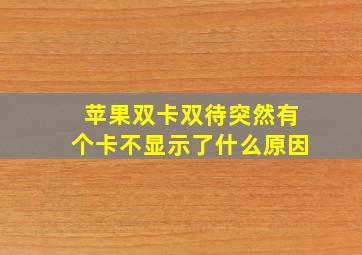 苹果双卡双待突然有个卡不显示了什么原因