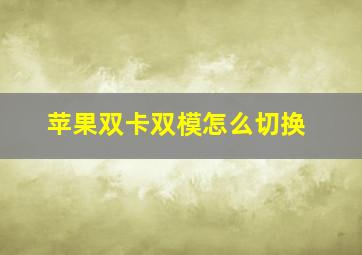 苹果双卡双模怎么切换