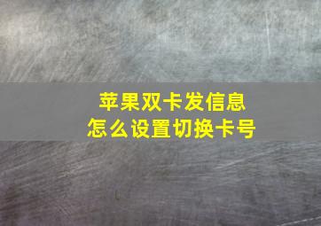 苹果双卡发信息怎么设置切换卡号