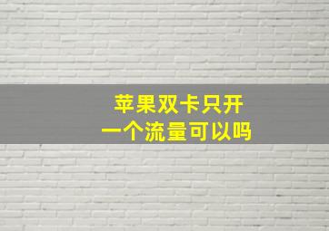 苹果双卡只开一个流量可以吗