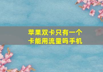 苹果双卡只有一个卡能用流量吗手机