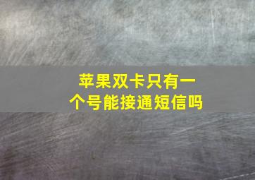 苹果双卡只有一个号能接通短信吗