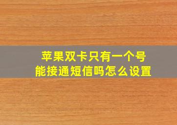 苹果双卡只有一个号能接通短信吗怎么设置