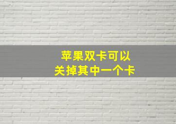 苹果双卡可以关掉其中一个卡