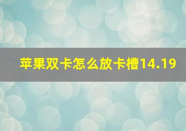 苹果双卡怎么放卡槽14.19