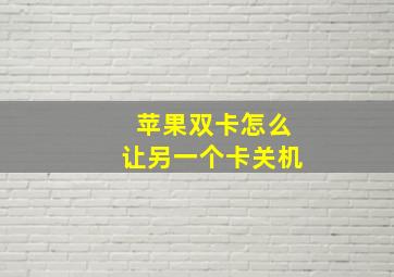 苹果双卡怎么让另一个卡关机