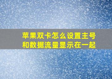 苹果双卡怎么设置主号和数据流量显示在一起