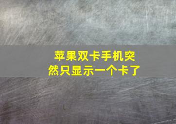 苹果双卡手机突然只显示一个卡了