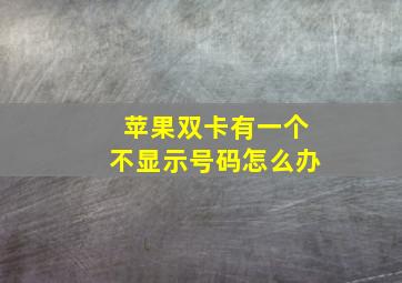 苹果双卡有一个不显示号码怎么办