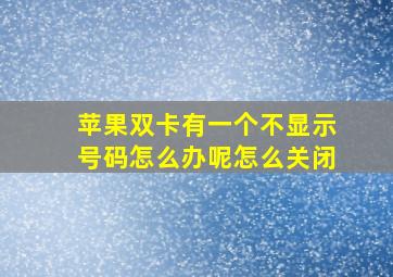 苹果双卡有一个不显示号码怎么办呢怎么关闭