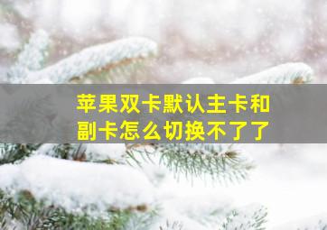 苹果双卡默认主卡和副卡怎么切换不了了