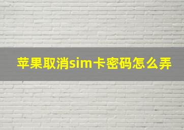 苹果取消sim卡密码怎么弄