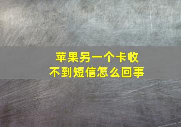 苹果另一个卡收不到短信怎么回事