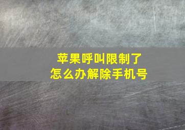 苹果呼叫限制了怎么办解除手机号