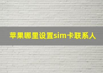 苹果哪里设置sim卡联系人