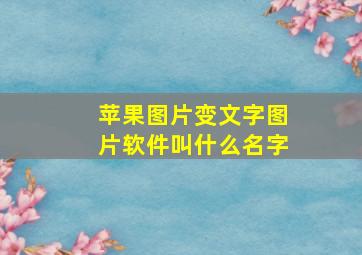 苹果图片变文字图片软件叫什么名字