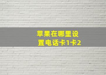 苹果在哪里设置电话卡1卡2