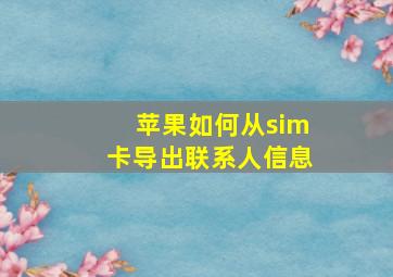 苹果如何从sim卡导出联系人信息