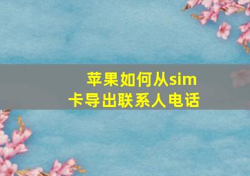 苹果如何从sim卡导出联系人电话