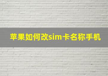 苹果如何改sim卡名称手机