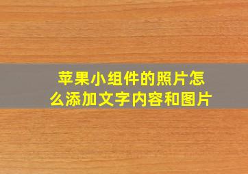 苹果小组件的照片怎么添加文字内容和图片