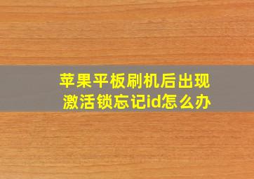 苹果平板刷机后出现激活锁忘记id怎么办