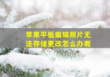 苹果平板编辑照片无法存储更改怎么办呢