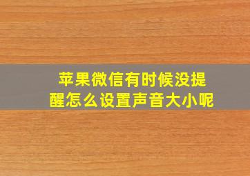 苹果微信有时候没提醒怎么设置声音大小呢