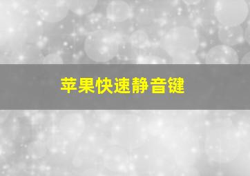 苹果快速静音键