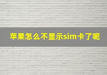 苹果怎么不显示sim卡了呢