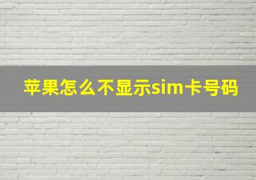 苹果怎么不显示sim卡号码