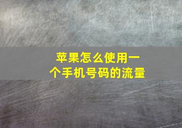 苹果怎么使用一个手机号码的流量