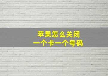 苹果怎么关闭一个卡一个号码