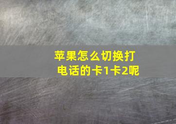 苹果怎么切换打电话的卡1卡2呢