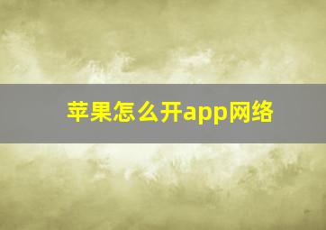 苹果怎么开app网络