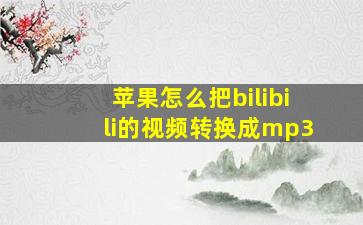 苹果怎么把bilibili的视频转换成mp3