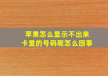 苹果怎么显示不出来卡里的号码呢怎么回事