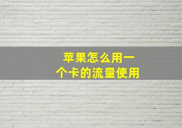 苹果怎么用一个卡的流量使用