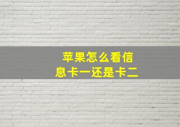 苹果怎么看信息卡一还是卡二