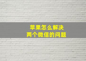 苹果怎么解决两个微信的问题