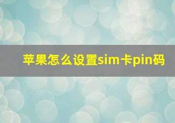 苹果怎么设置sim卡pin码