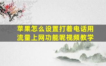 苹果怎么设置打着电话用流量上网功能呢视频教学