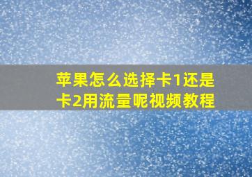 苹果怎么选择卡1还是卡2用流量呢视频教程