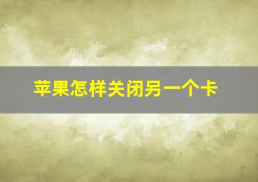 苹果怎样关闭另一个卡