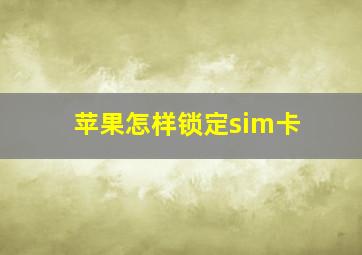 苹果怎样锁定sim卡