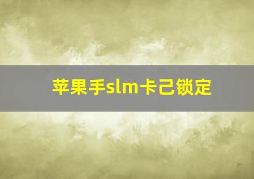 苹果手slm卡己锁定