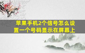 苹果手机2个信号怎么设置一个号码显示在屏幕上