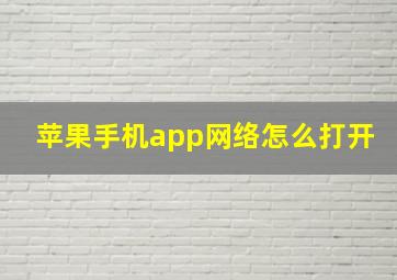 苹果手机app网络怎么打开